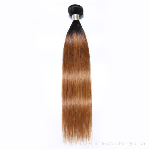 9a 100g SPARK Remy Human Hair Weaving Bundle for Women Weave Hair Extension Brazilian Ombre Black Brown Straight 1b/30